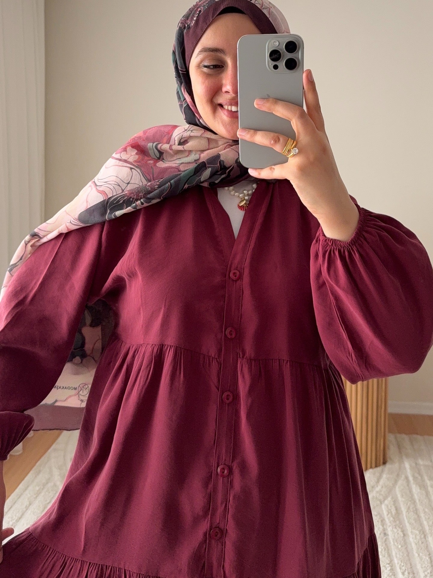 Modal Elbise - Bordo