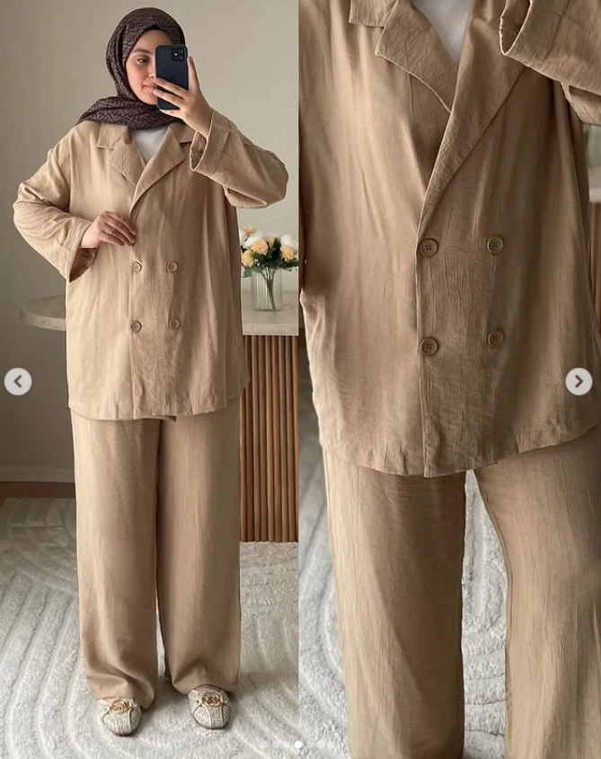 Lora İkili Takım - Bej