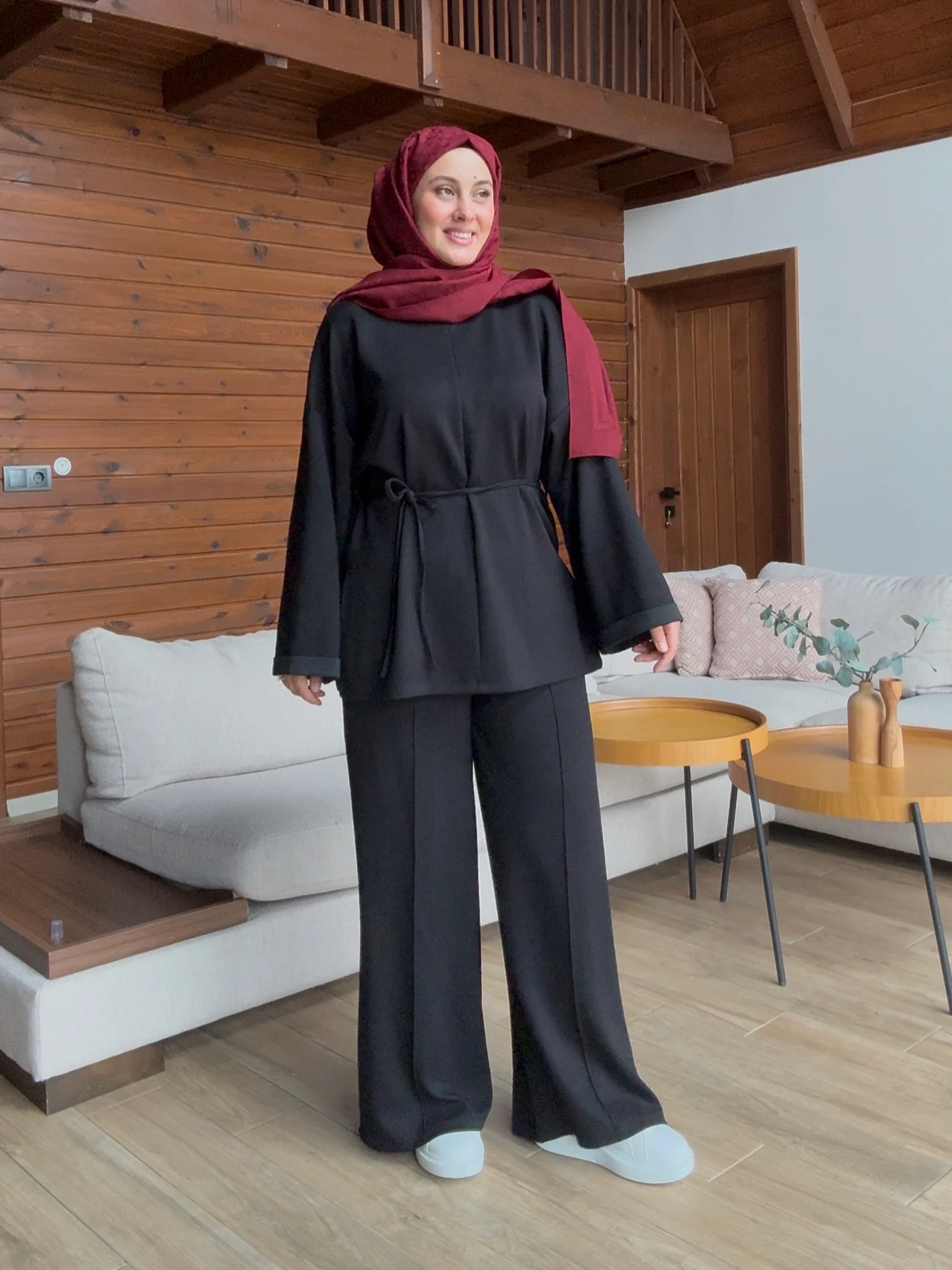 Bel Bağcıklı Oysho Kumaş Takım- Siyah