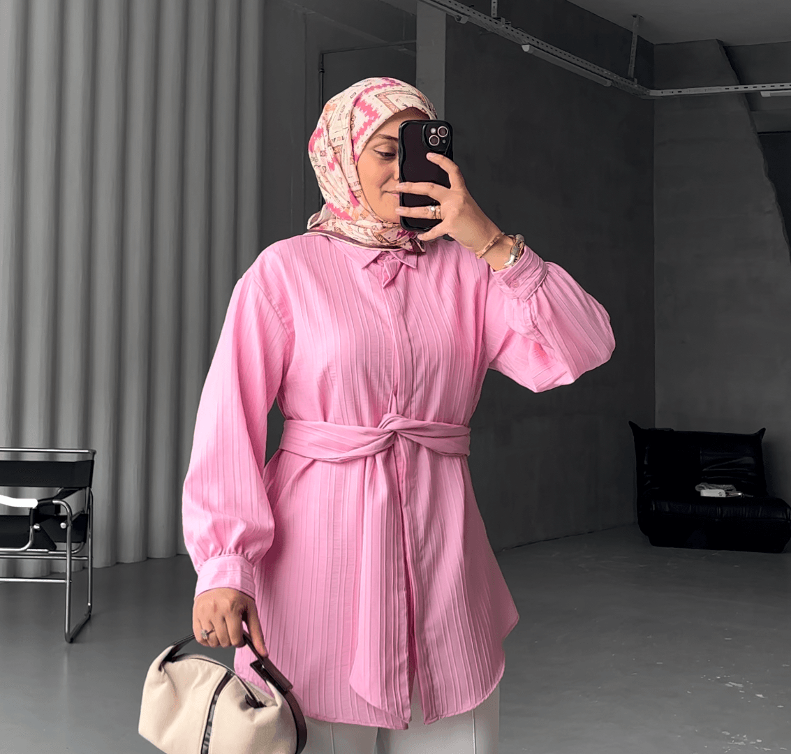 Pembe Tasarım Gömlek