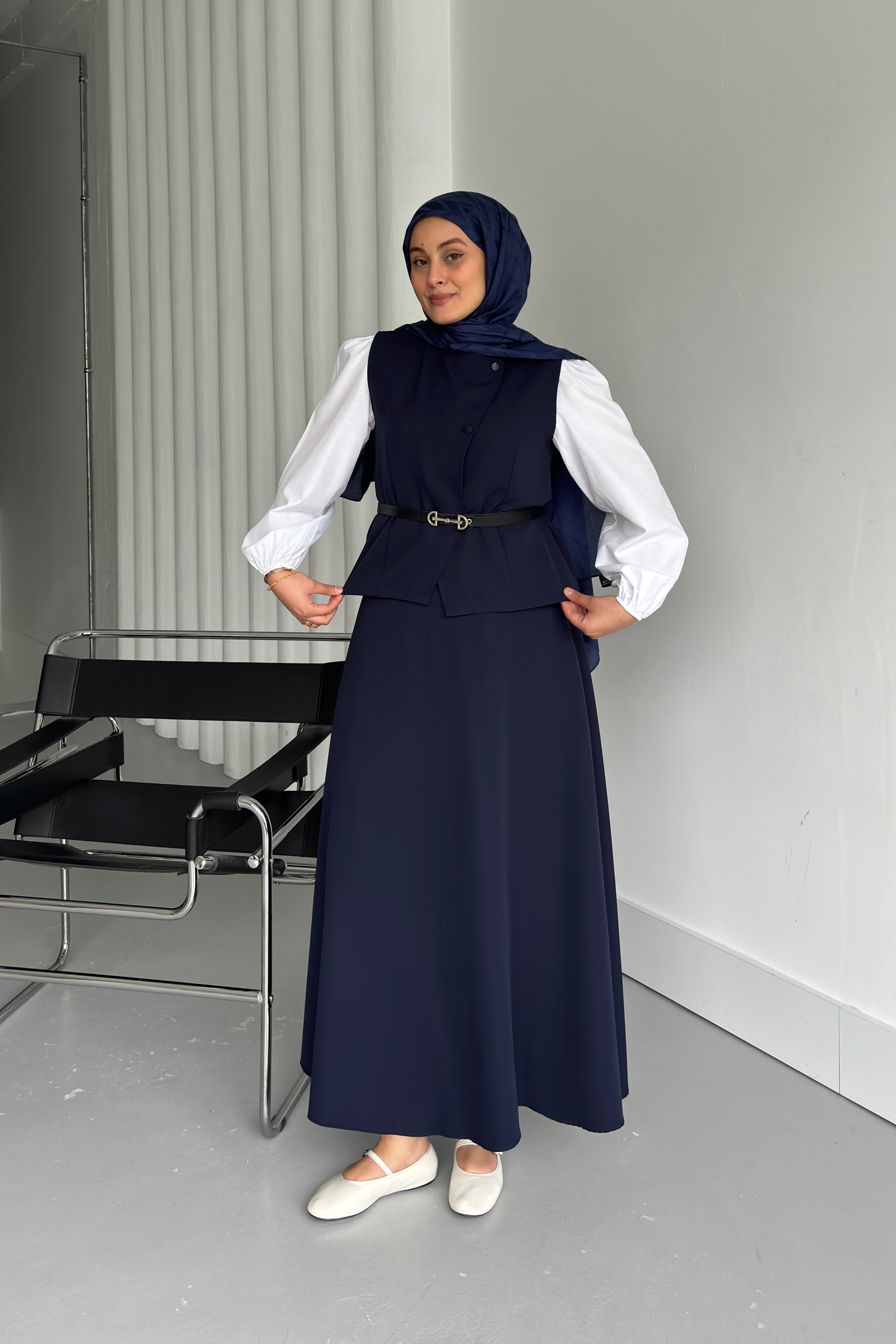 Lacivert Yelek Etek Takımı