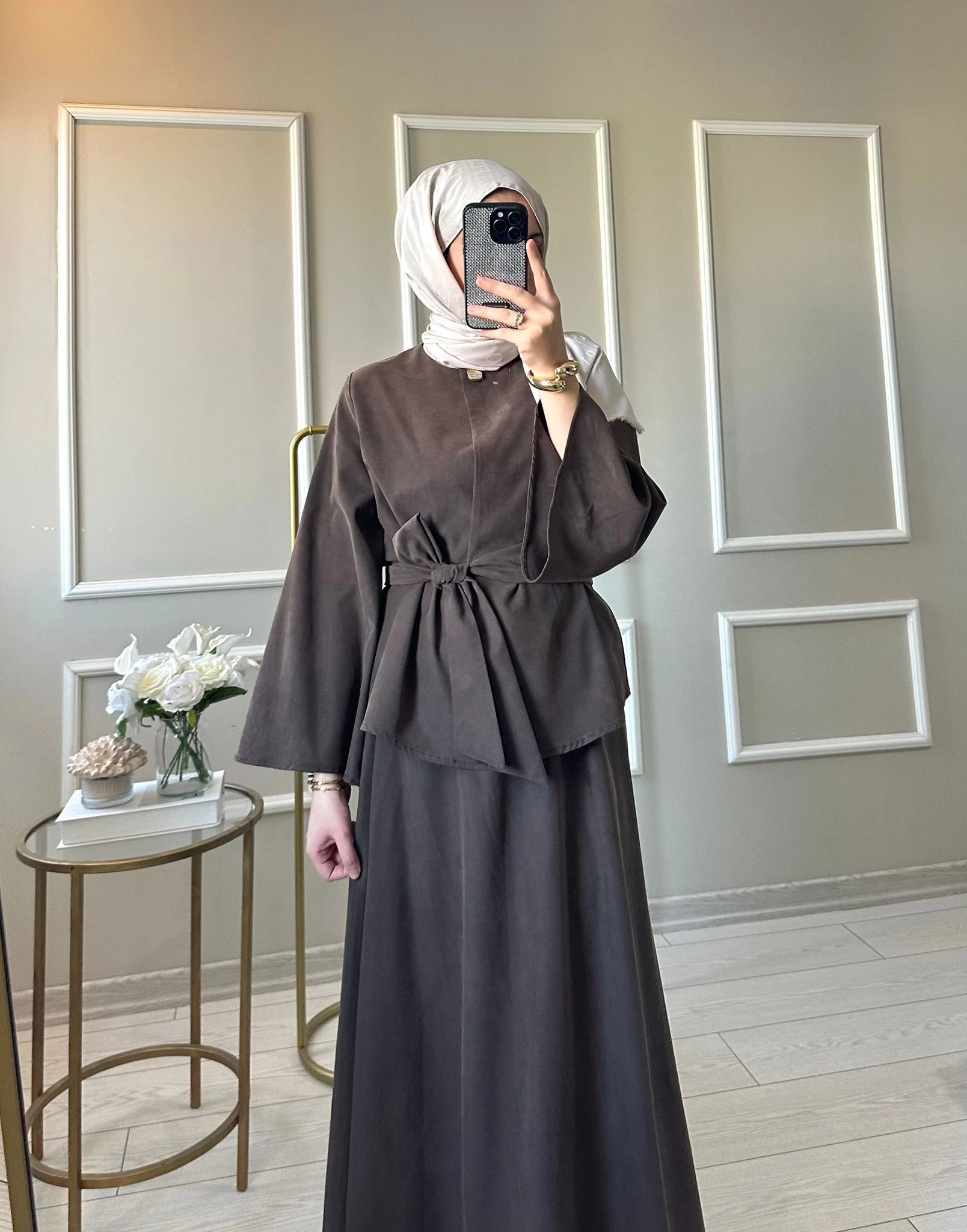 Mira Premium Tensel İkili Takım - Acı Kahve