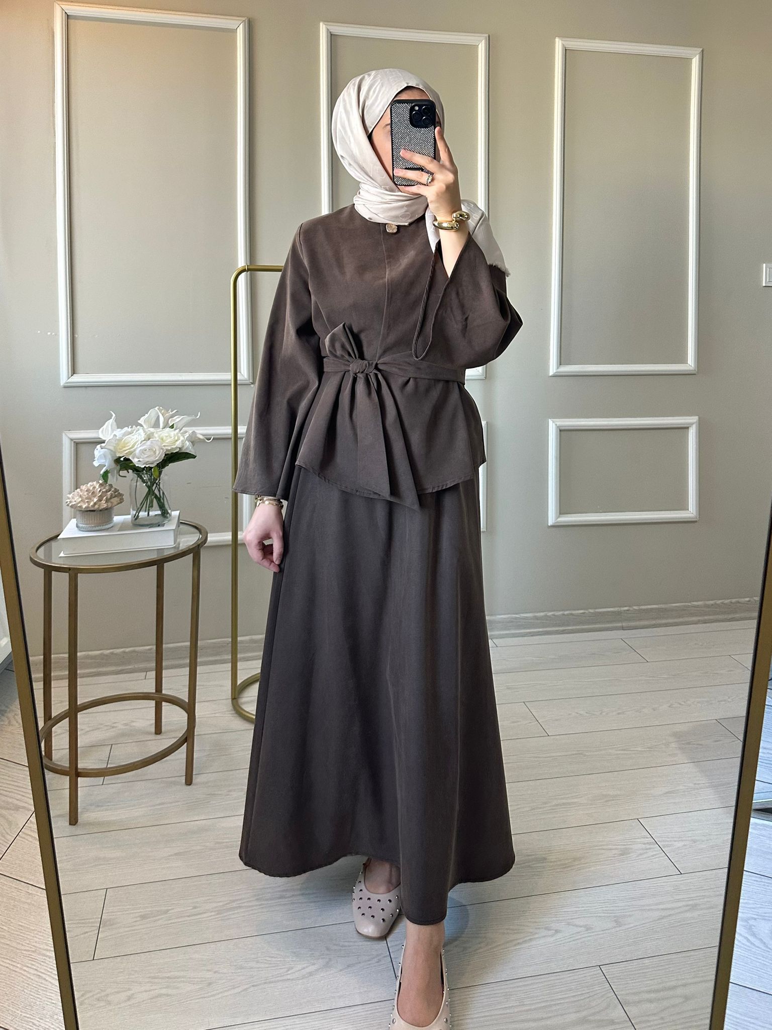 Mira Premium Tensel İkili Takım - Acı Kahve