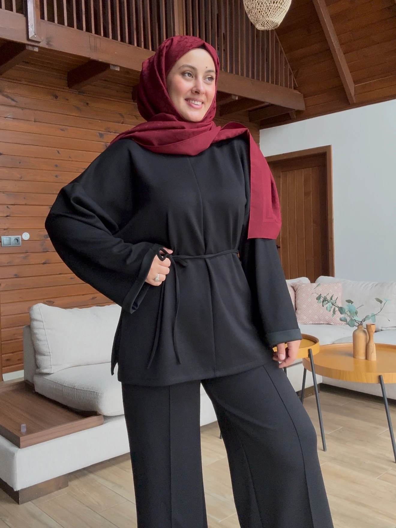 Bel Bağcıklı Oysho Kumaş Takım- Siyah