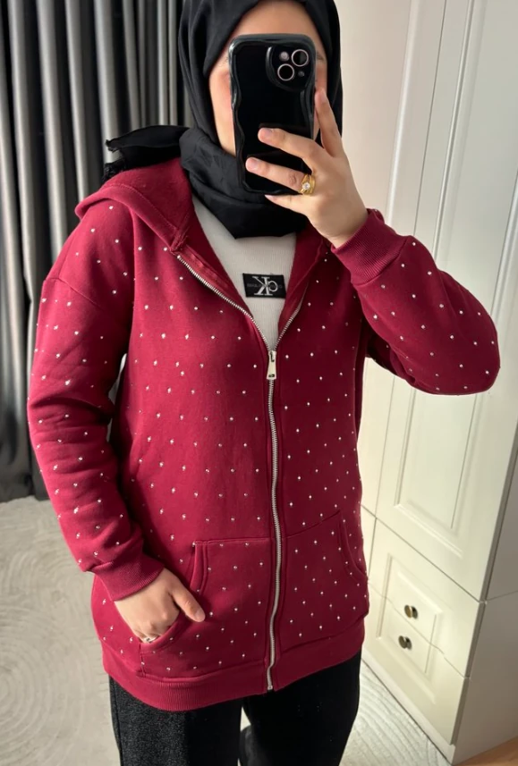 BORDO ZRA MODEL KAPÜŞONLU HIRKA