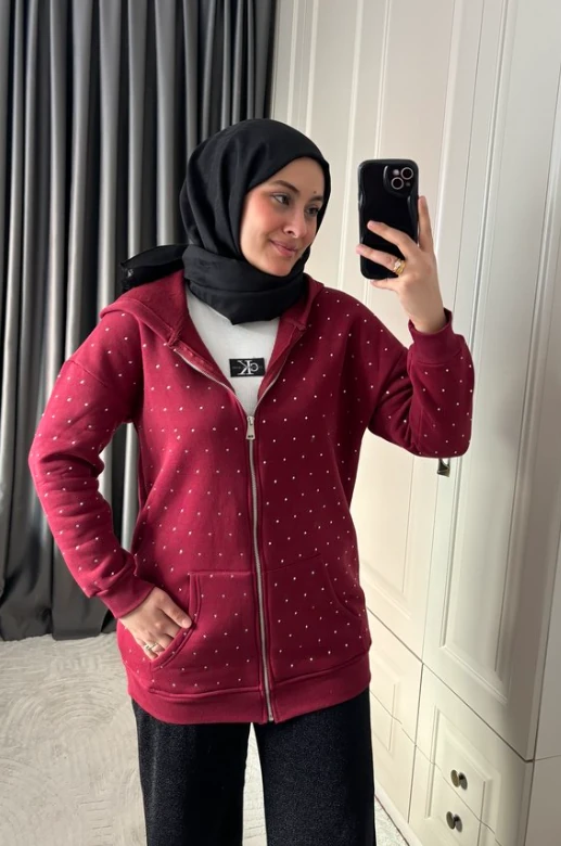 BORDO ZRA MODEL KAPÜŞONLU HIRKA