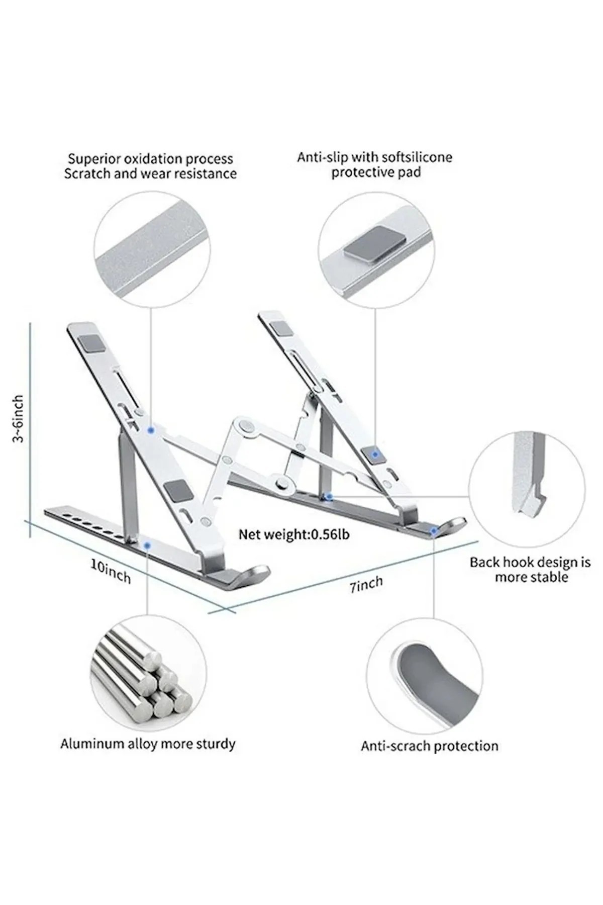 Alüminyum Portatif Laptop ve Tablet Standı ZR521