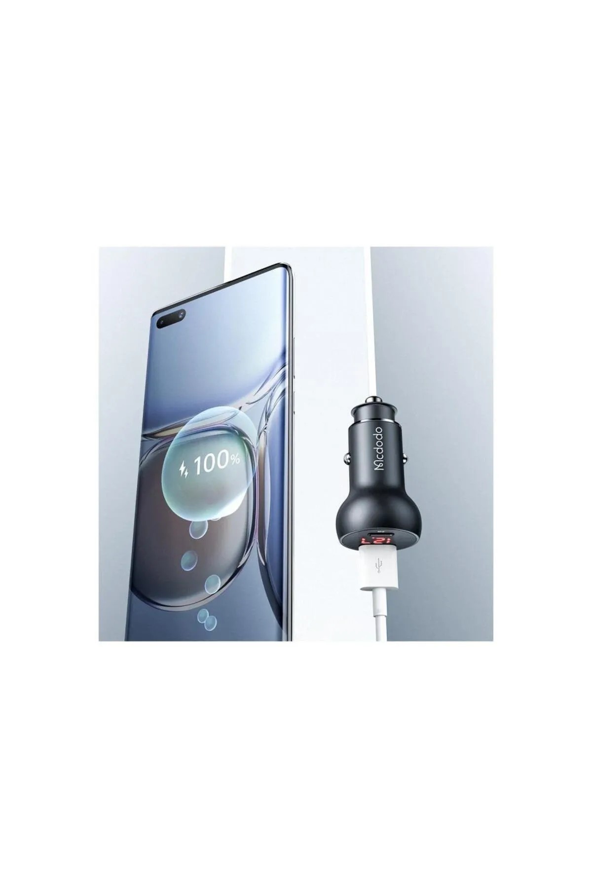 Mcdodo CC-7030 45W 1XType-c 1xUSB Girişli Dijital Göstergeli Araç Çakmak Şarjı- Siyah