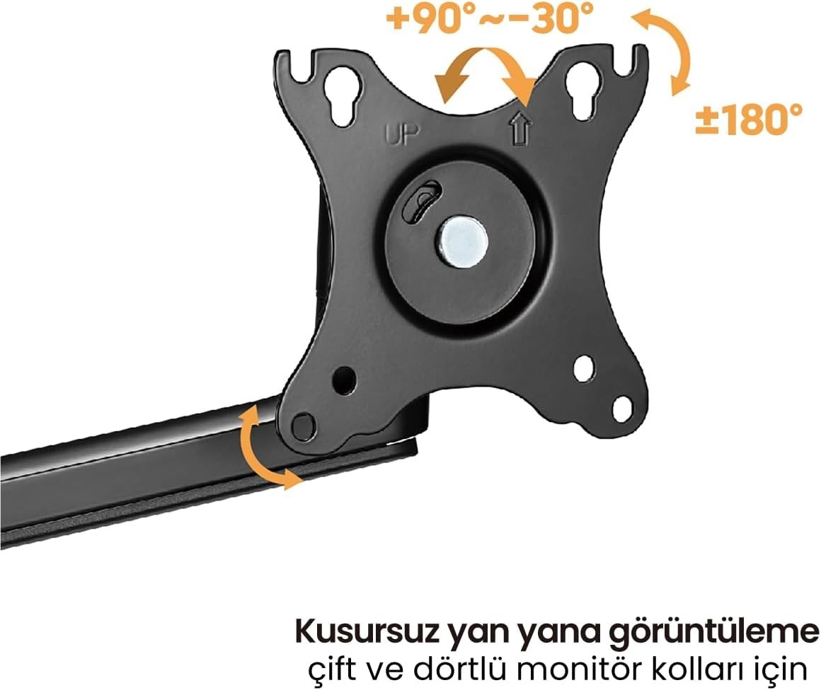 Voltix Ergonomik Premium 17''-32'' Ekranlar için VESA Uyumlu 2'li Monitör Tutucu