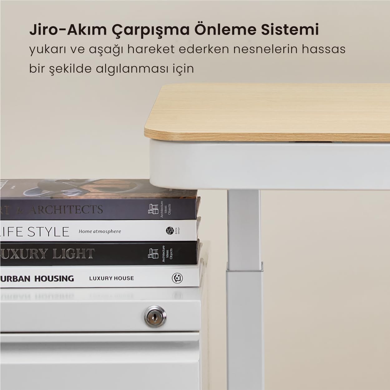 Voltix Elektrikli Yüksekliği Ayarlanabilir Çalışma Masası Kablosuz Şarj ve Kucak Çekmeceli