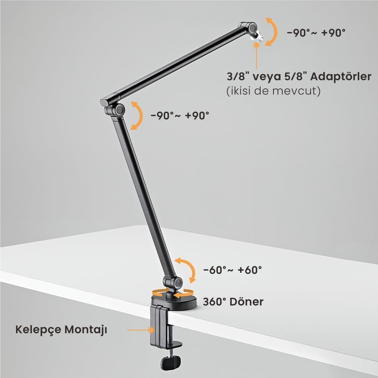 Voltix Ergonomik Premium Ayarlanabilir Mikrofon Tutucu