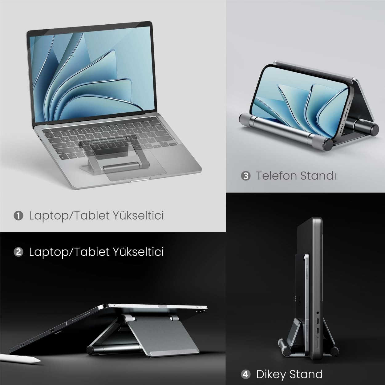 Voltix Yüksekliği Ayarlanabilir Katlanabilir Laptop/Tablet/Telefon Standı Minimalist ve Taşınabilir