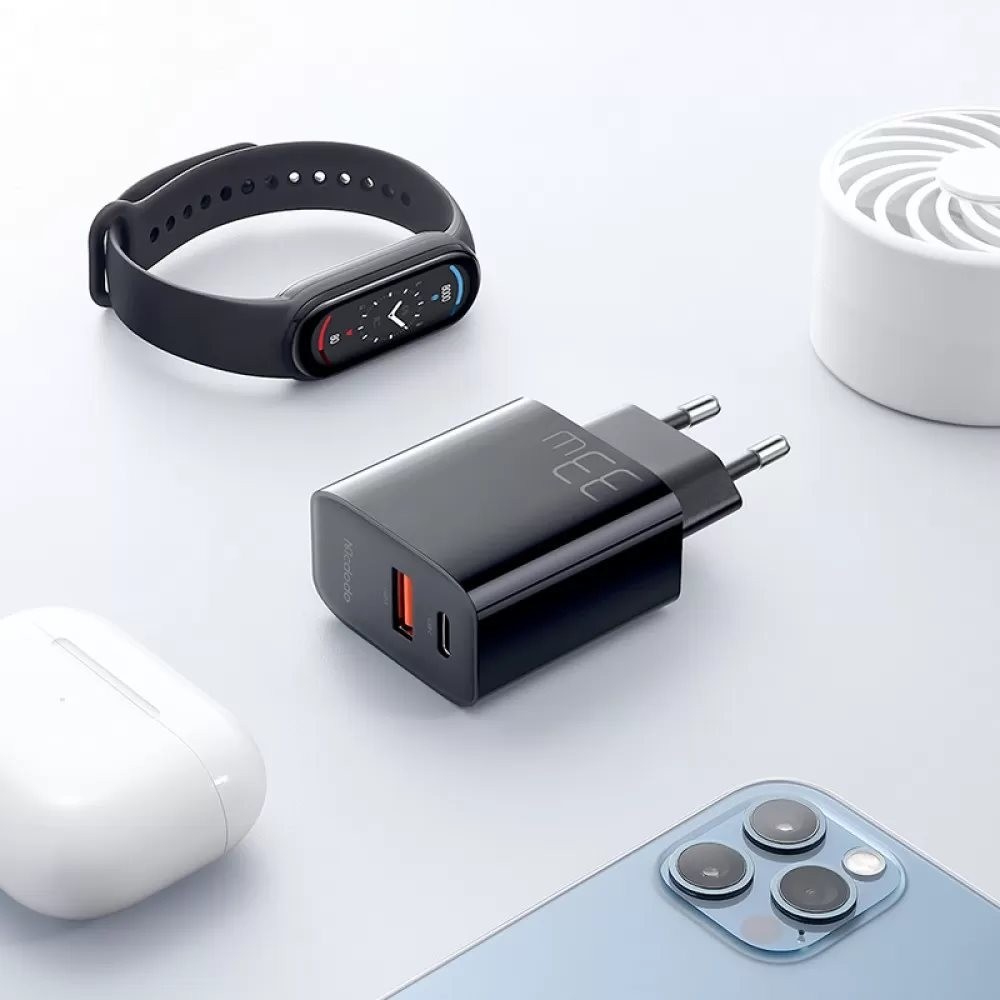 Mcdodo CH-0921 33W 1xType-C 1xUsb Girişli Hızlı Şarj Adaptörü-Siyah