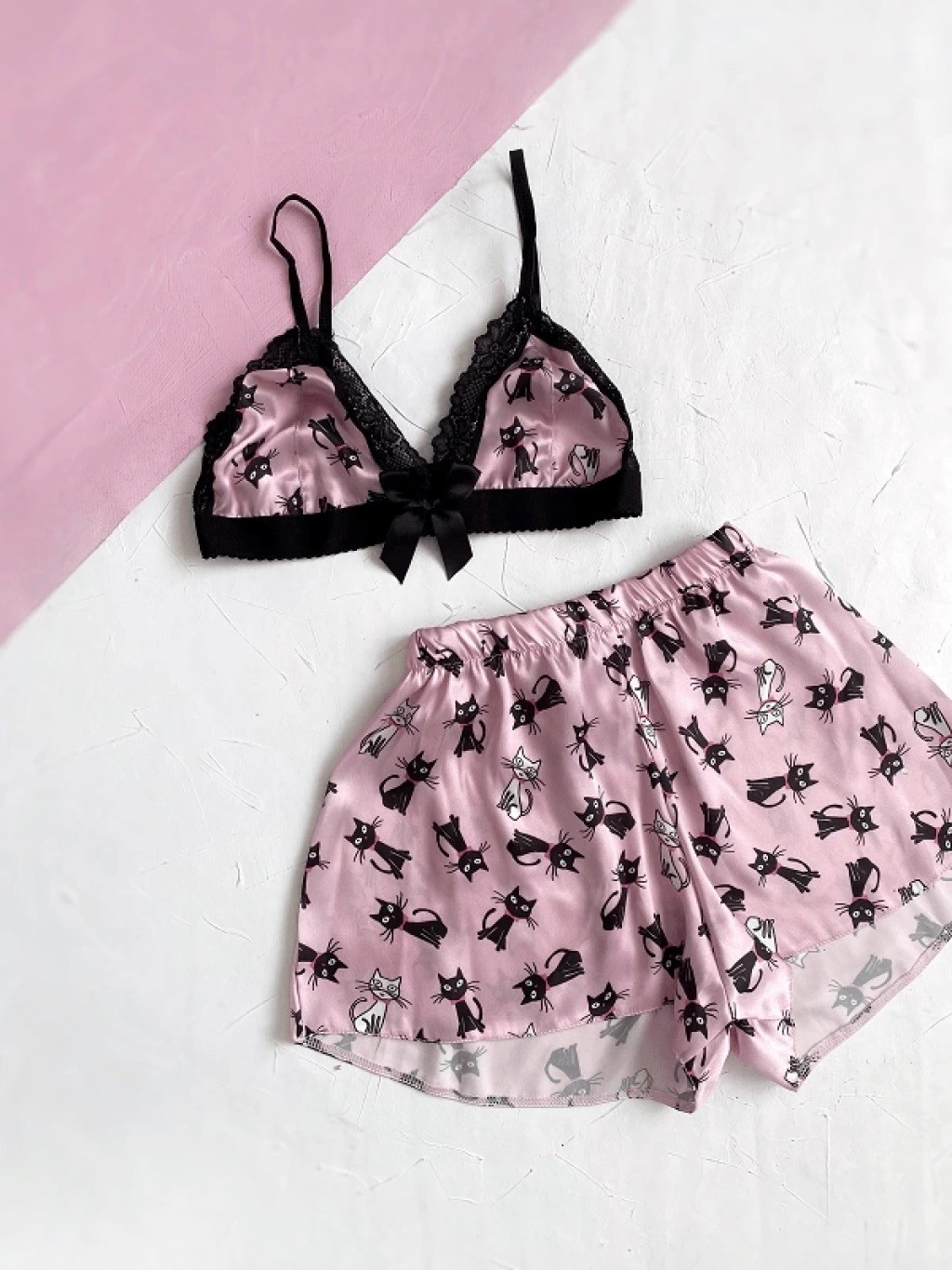 Meow Me Night Set - Saten Takım