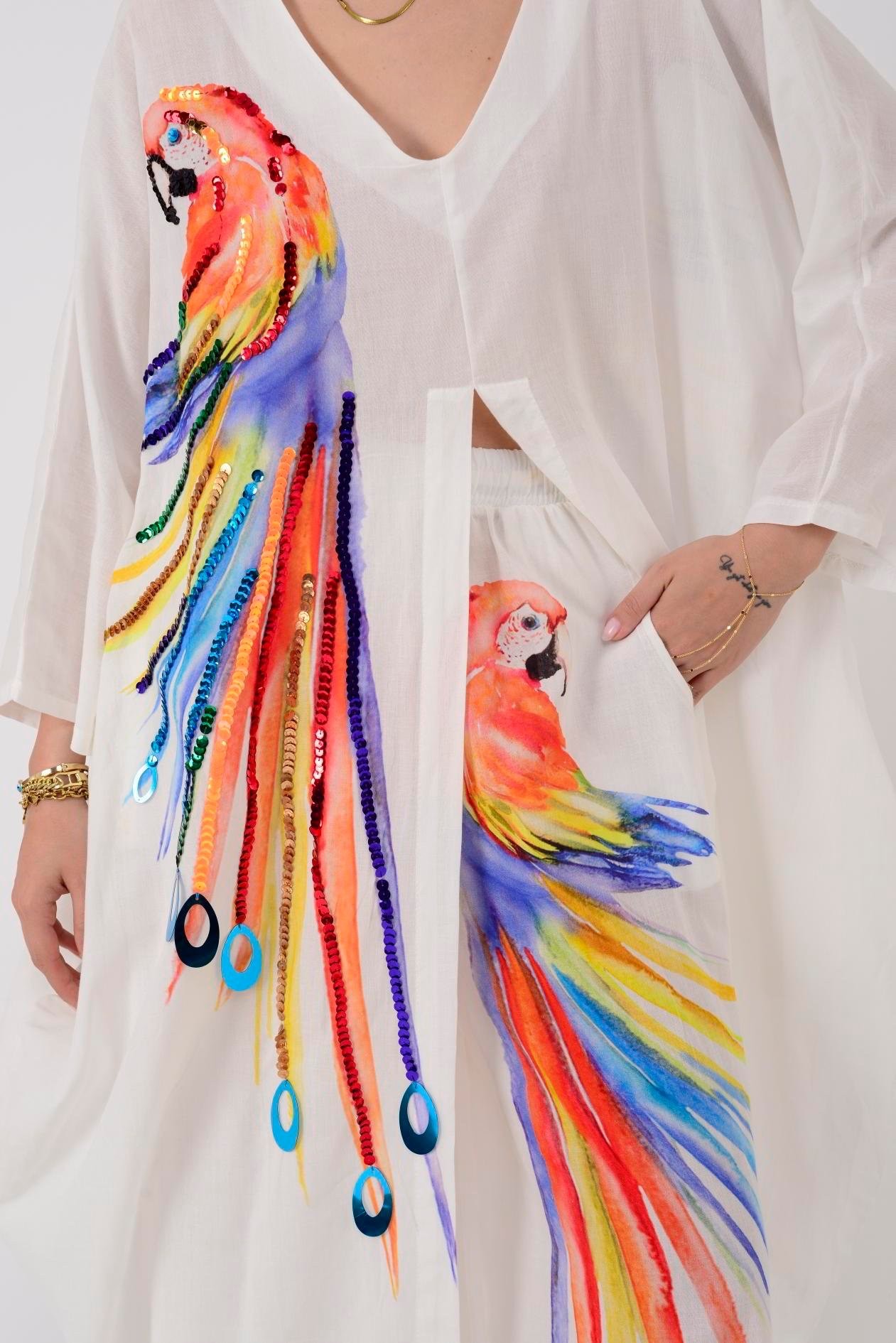 Tropical Parrot Kaftan Set