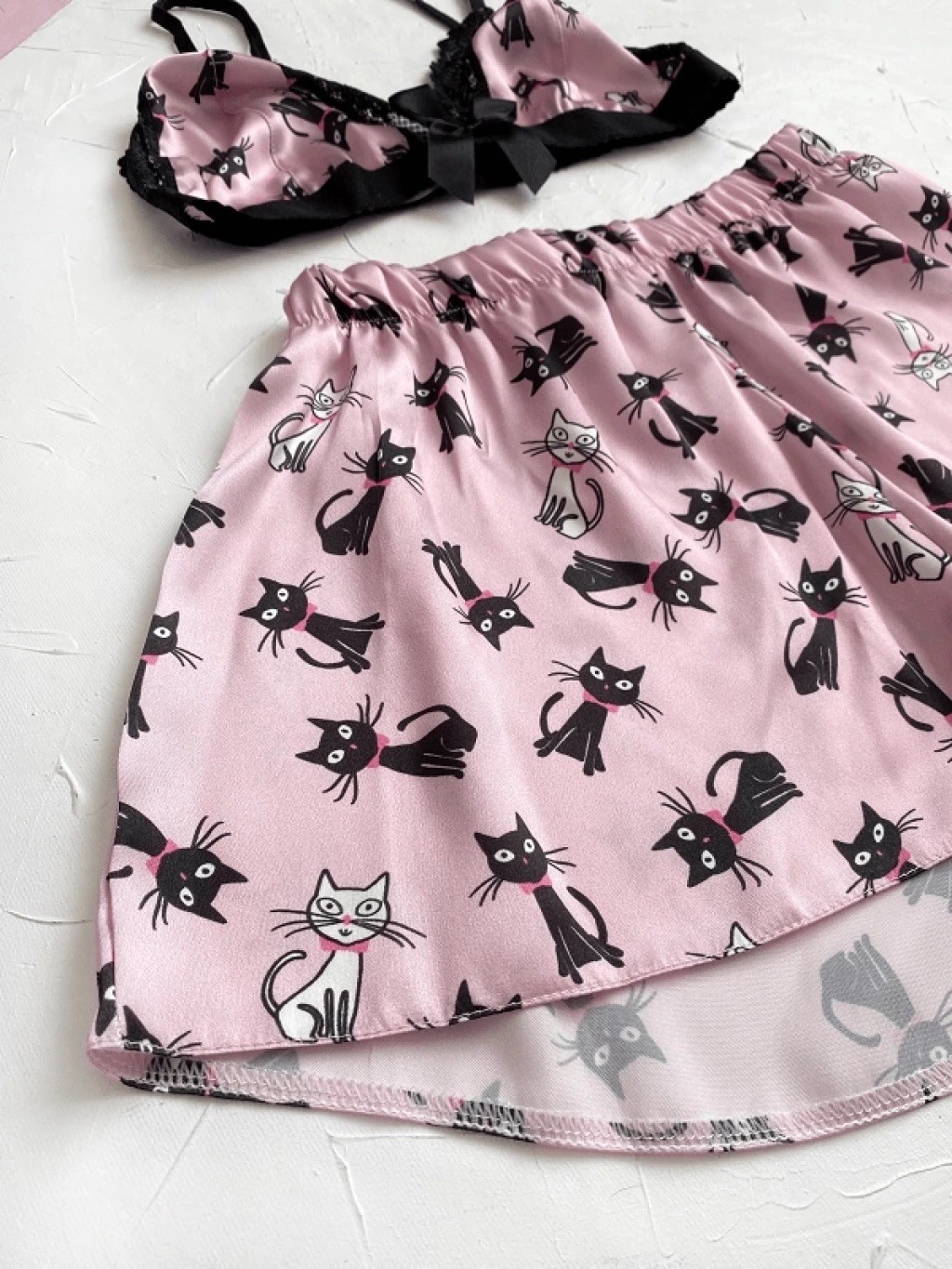 Meow Me Night Set - Saten Takım