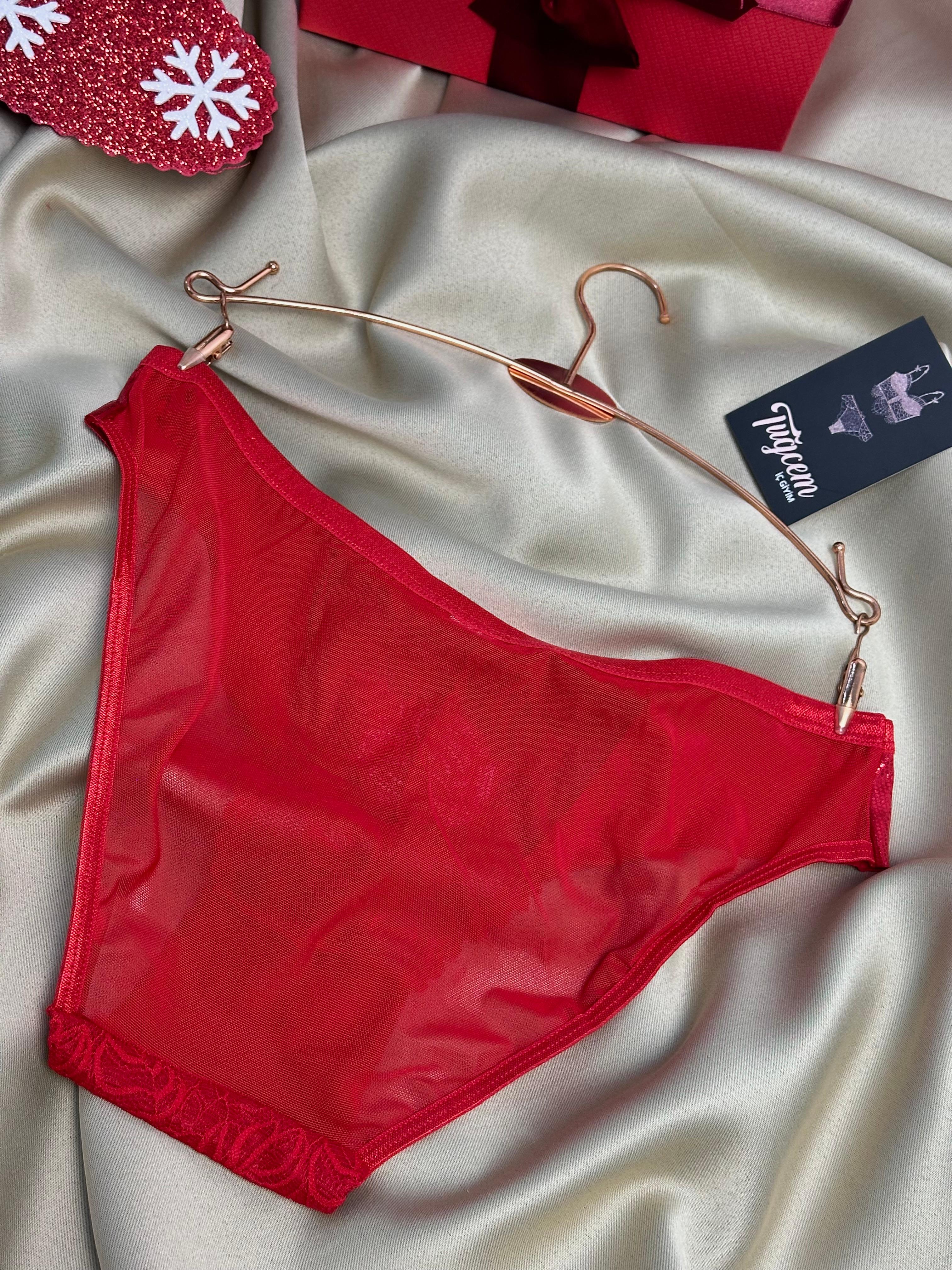 Kırmızı Transparan Bikini Boy