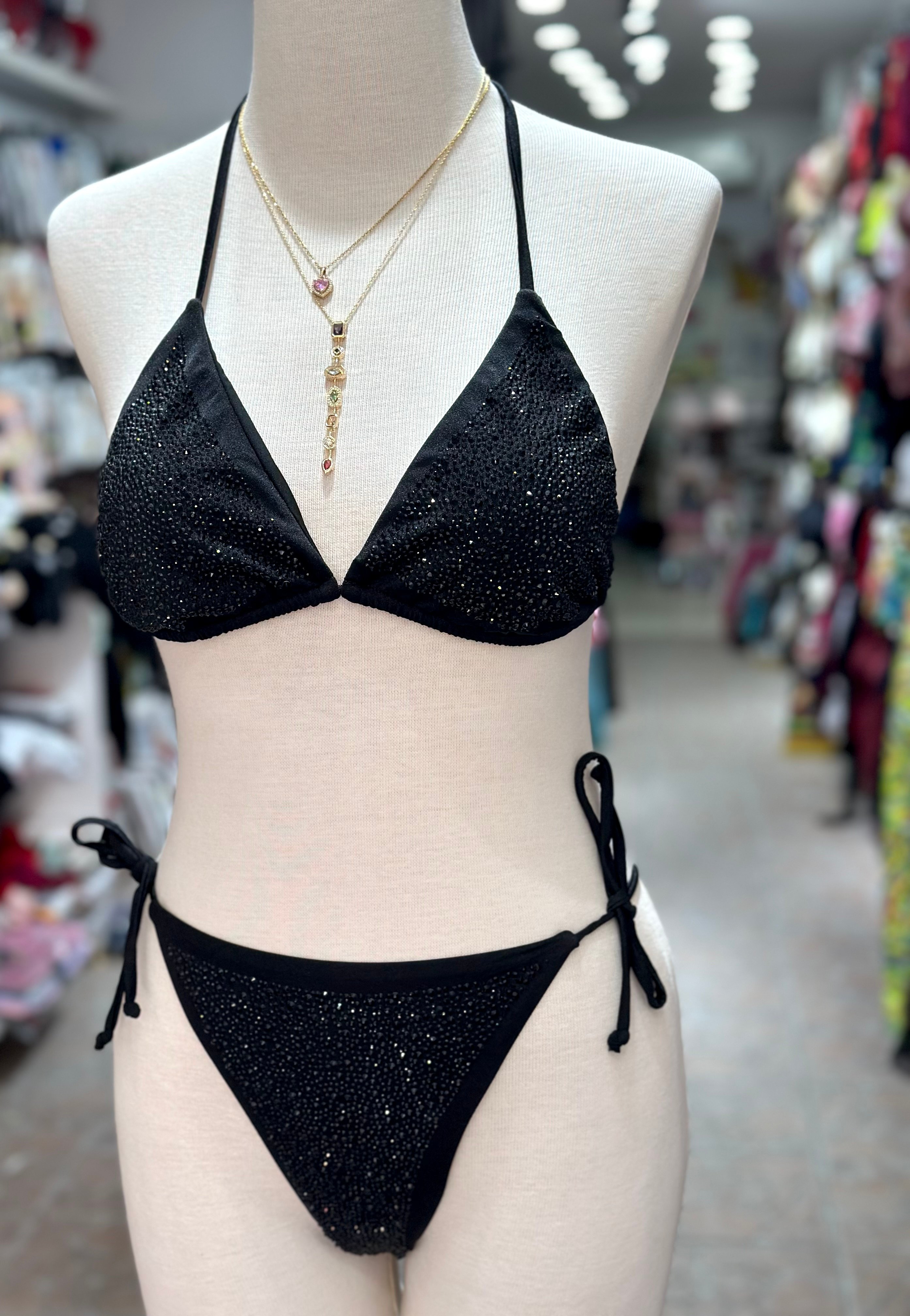 Black Siren – Işıltılı Siyah Bikini Takımı