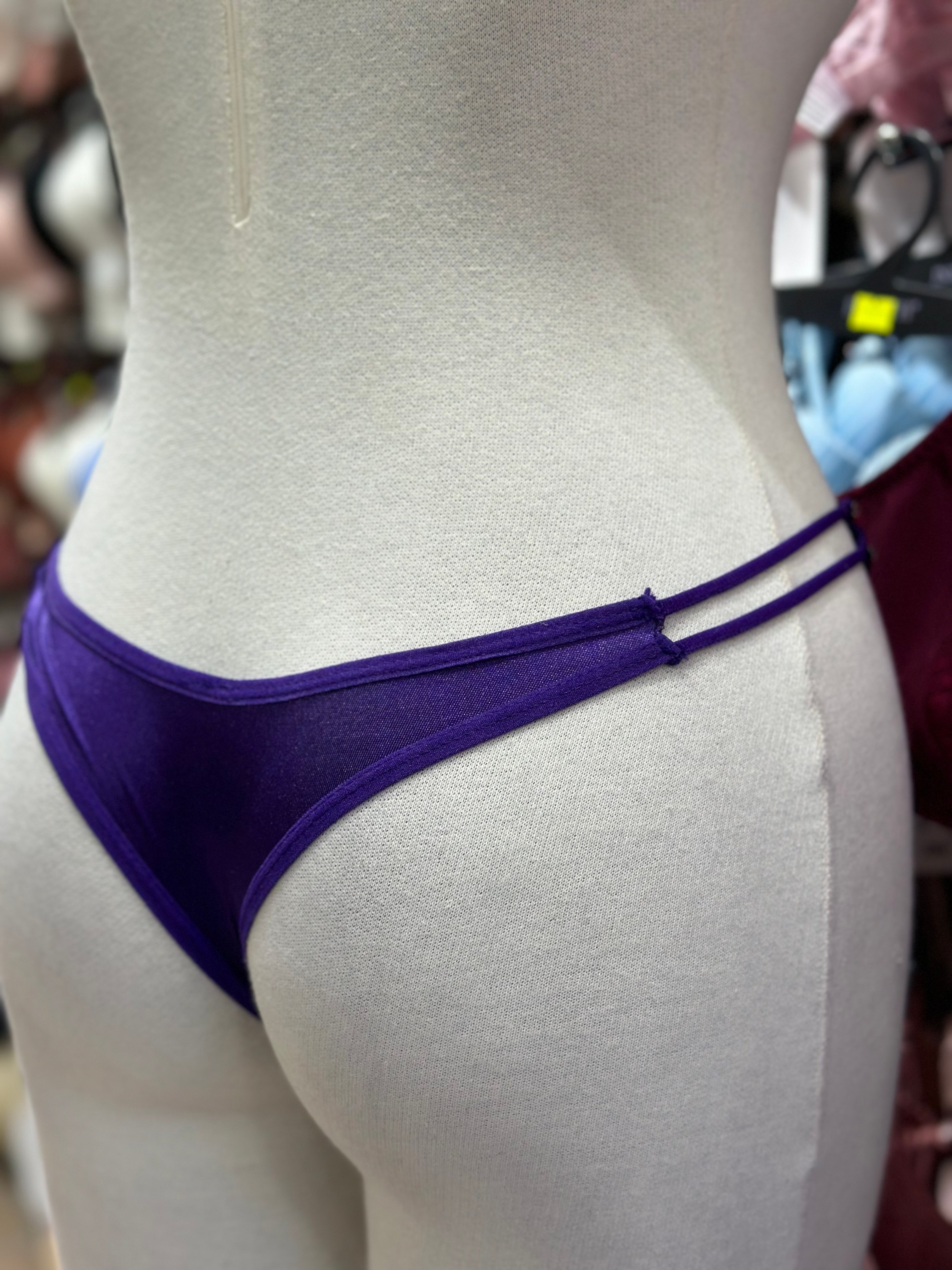 Velvet Violet – Mor Taş Detaylı Saten Tanga