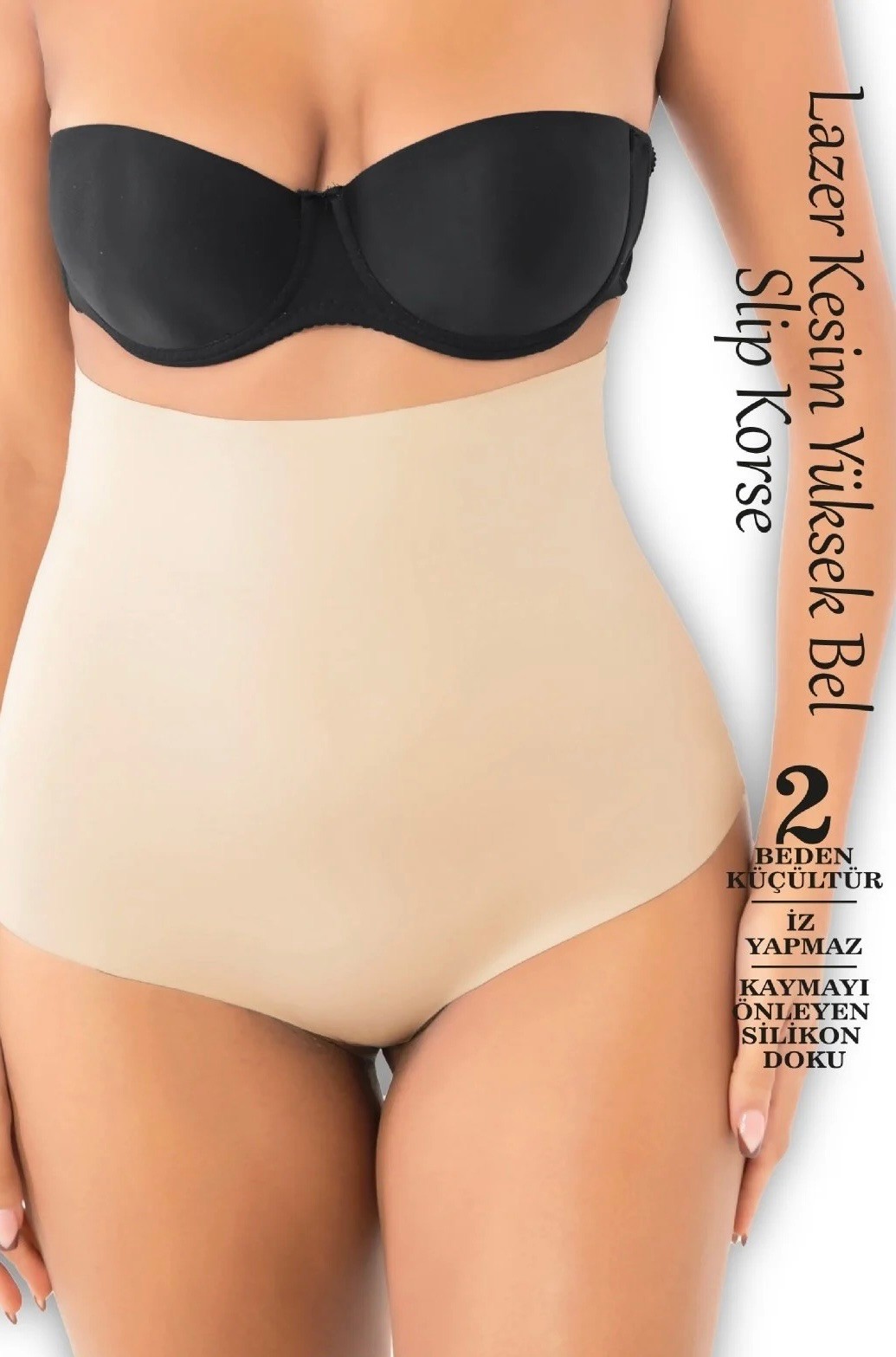 Lazer Kesim Yüksek Bel Slip Korse – Ten Rengi