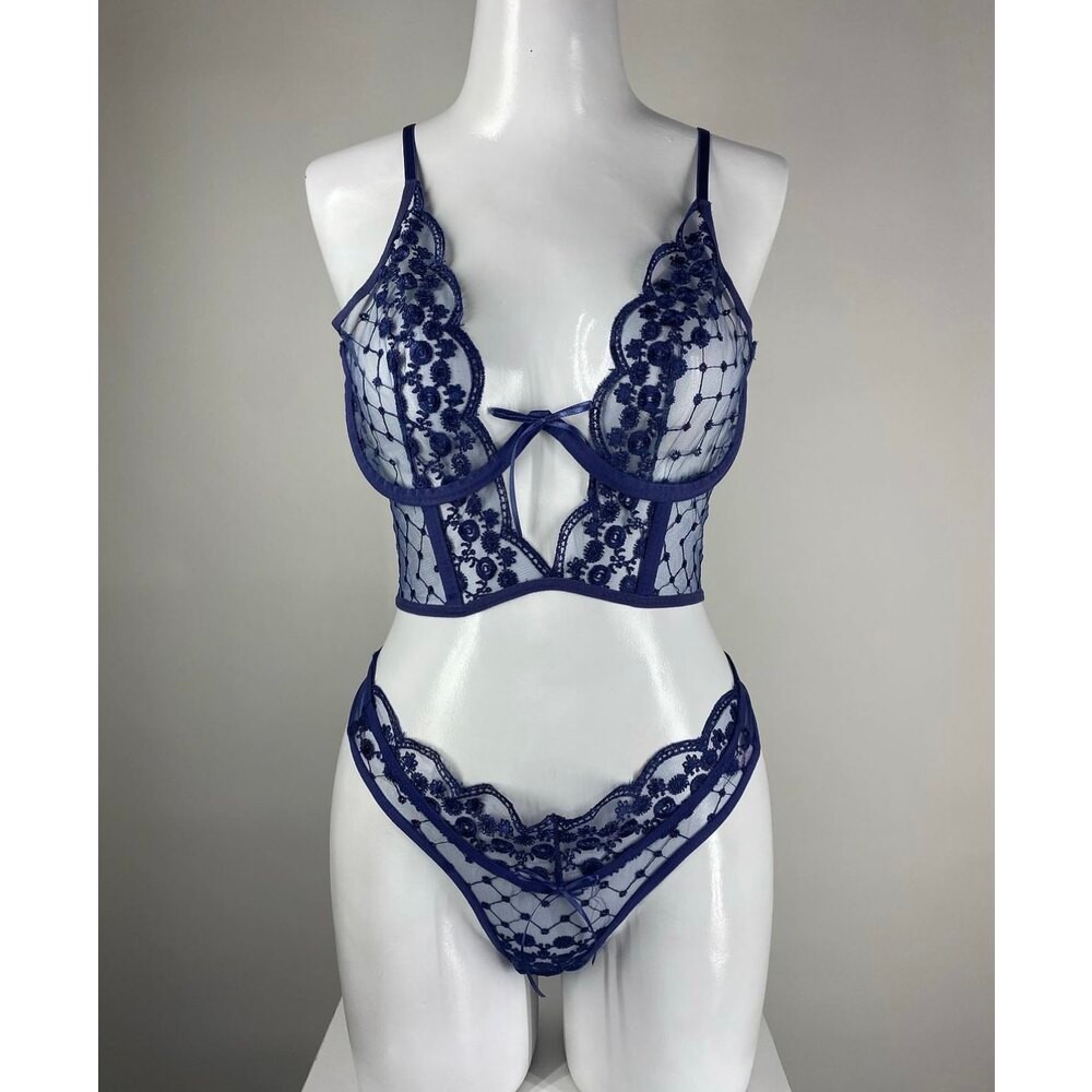 Mia Lacivert Vintage Bralet Set