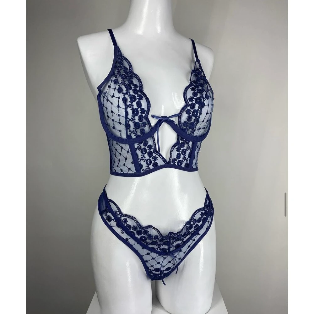 Mia Lacivert Vintage Bralet Set