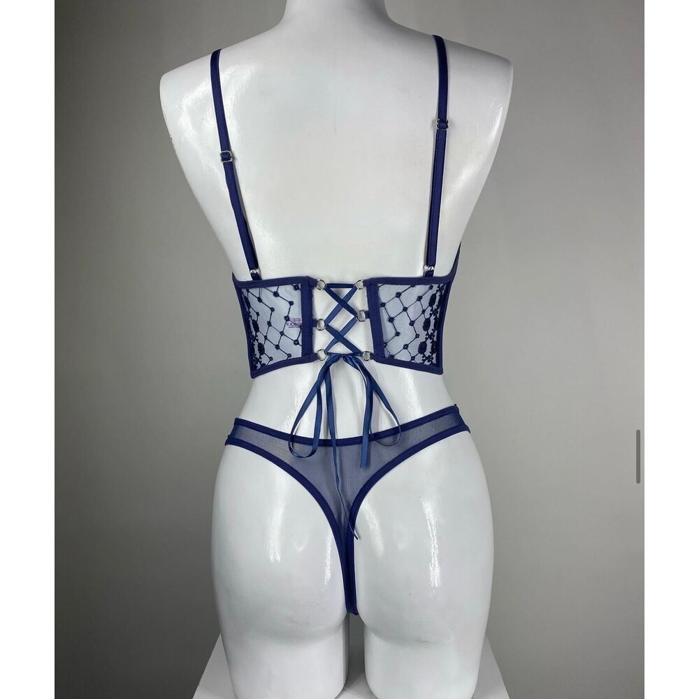 Mia Lacivert Vintage Bralet Set