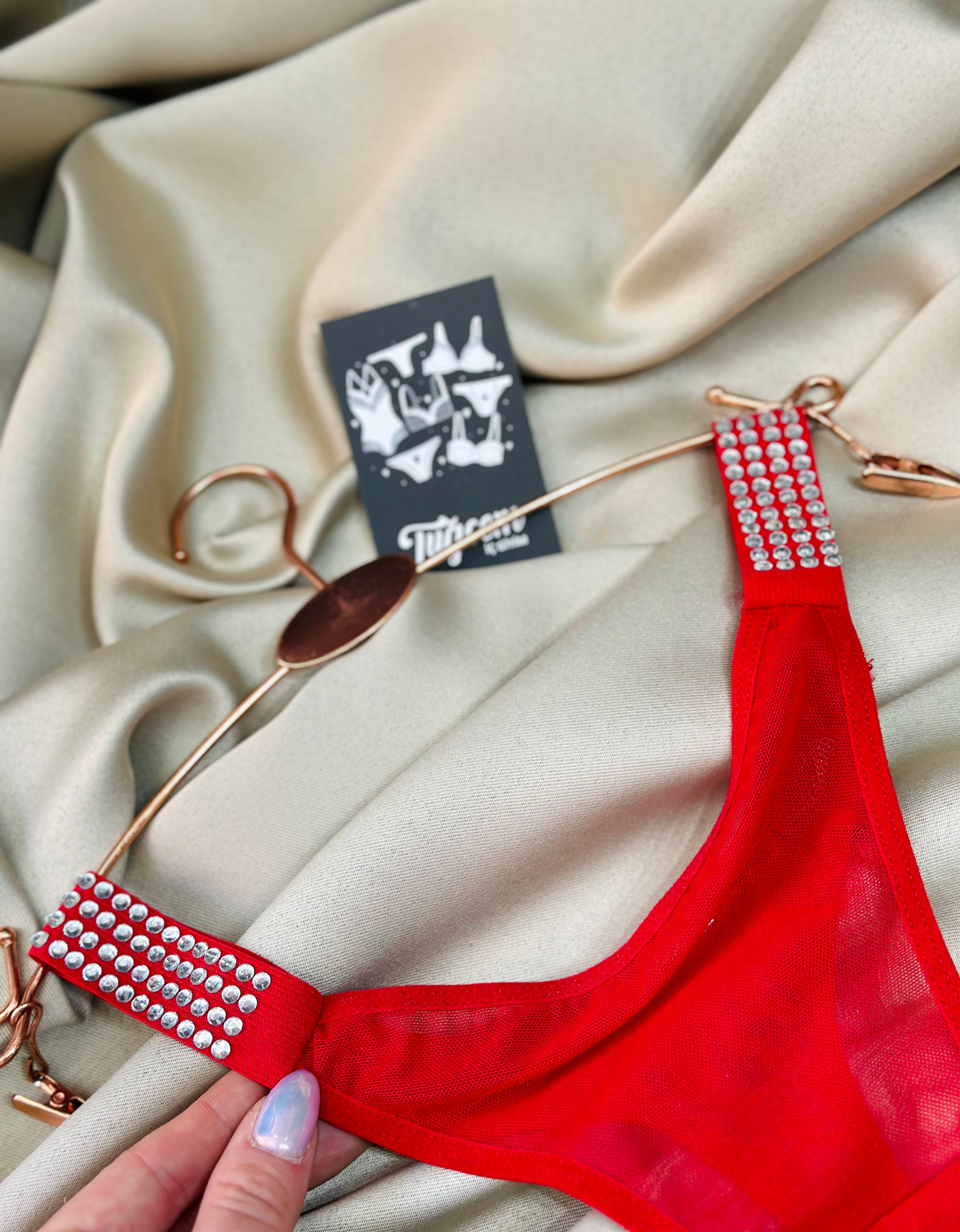 Red Heat – Taş Detaylı Transparan Tanga