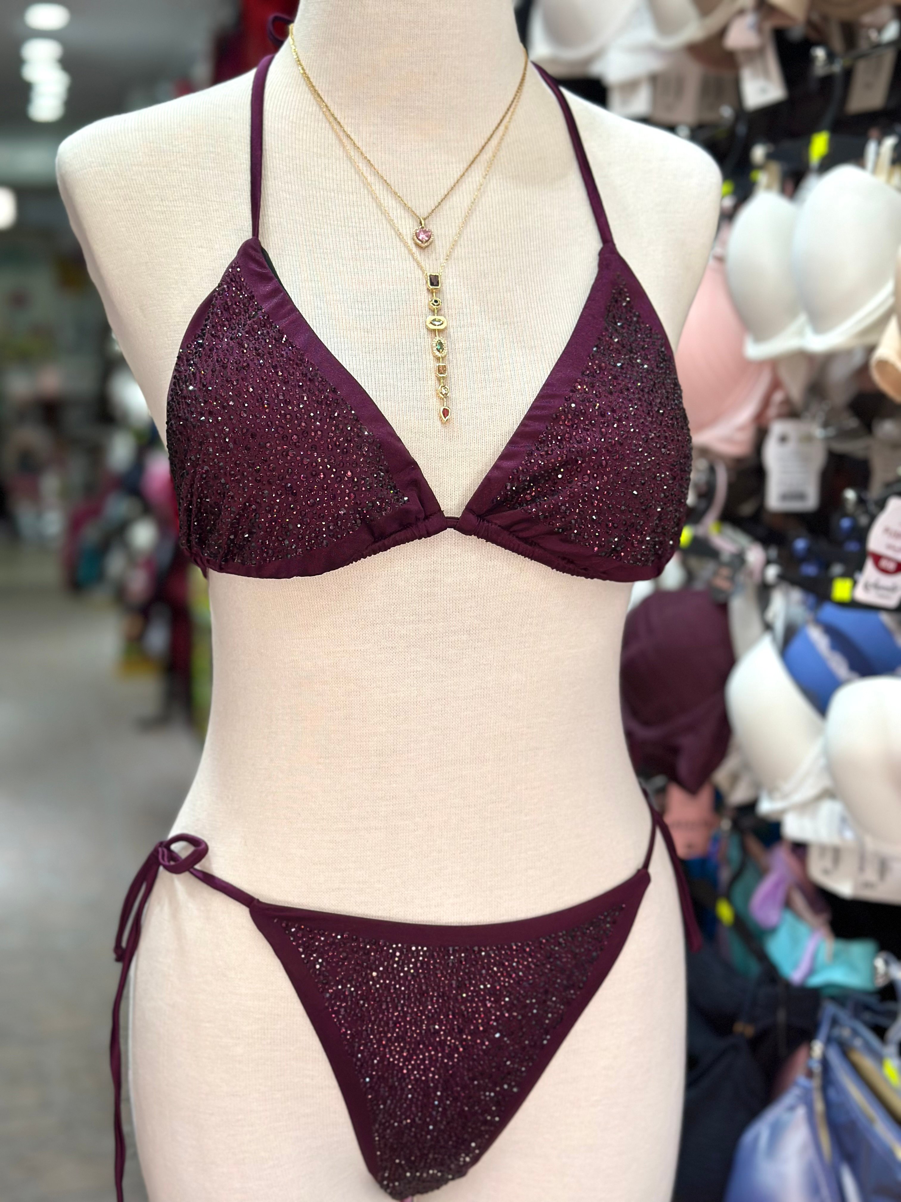 Stardust Temptation – Işıltı Taş Detaylı Mor Bikini Takımı