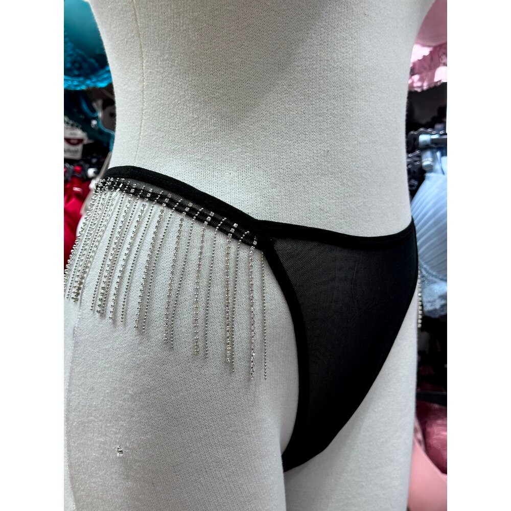Crystal Tease – Taş Püsküllü Transparan Tanga