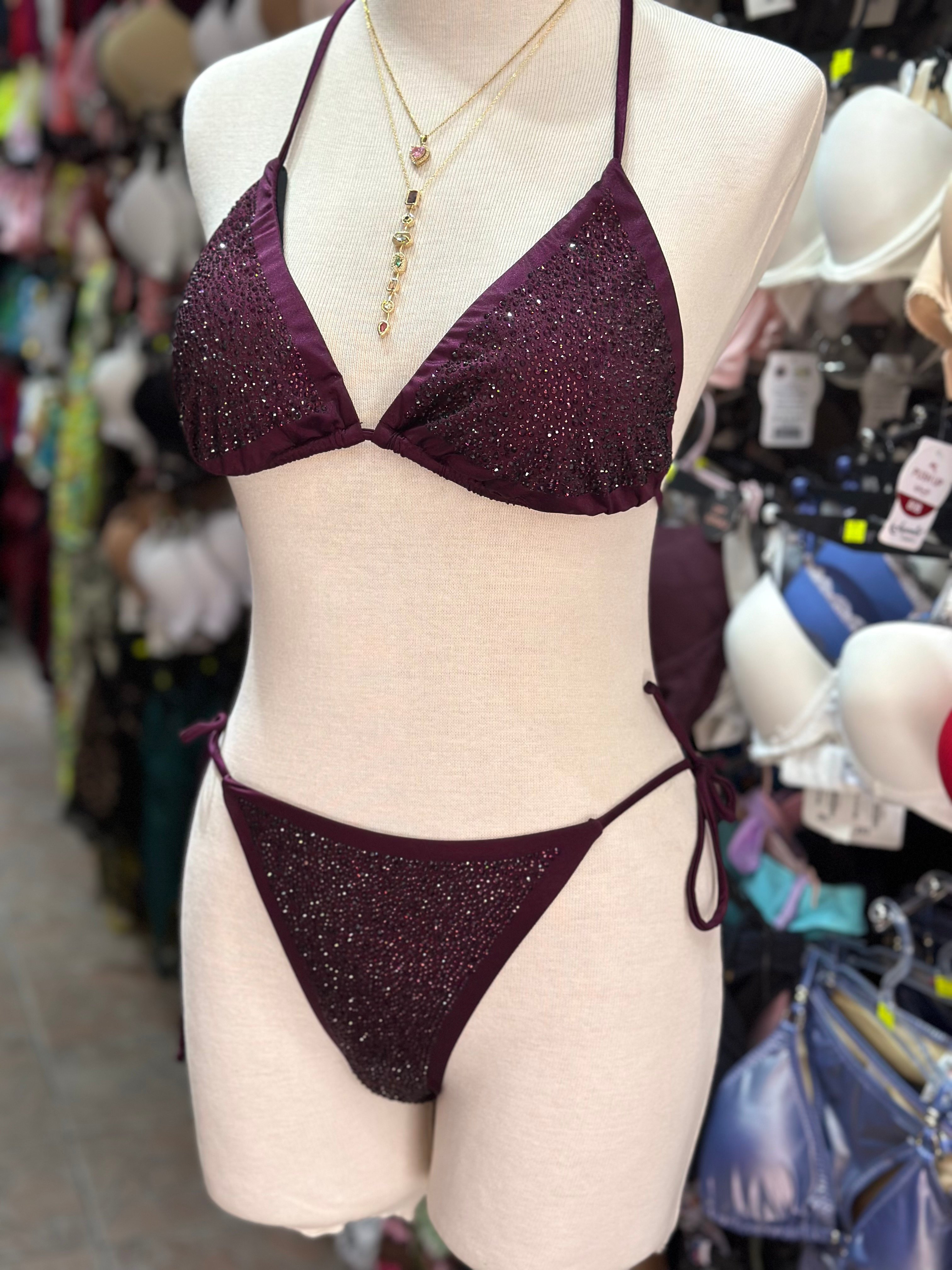 Stardust Temptation – Işıltı Taş Detaylı Mor Bikini Takımı