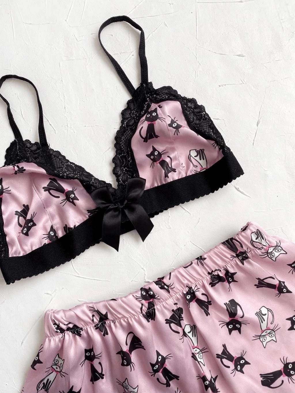 Meow Me Night Set - Saten Takım