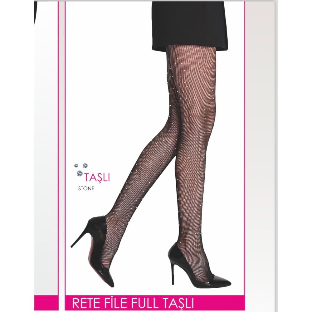 Rete File Full Taşlı Külotlu Çorap