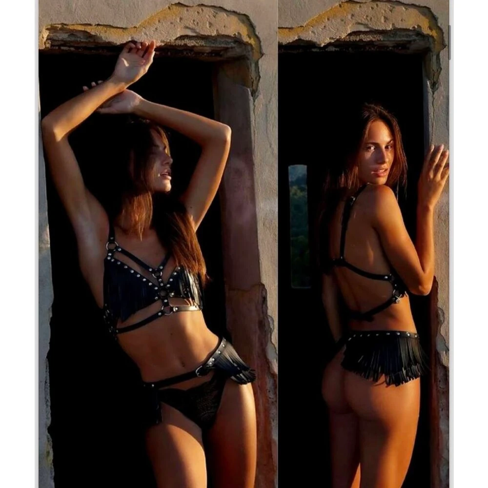 Midnight Fringe – Deri Fantezi Set