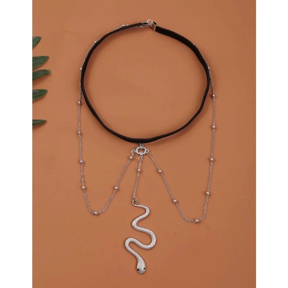 Silver Yılan Detaylı Bacak Aksesuarı