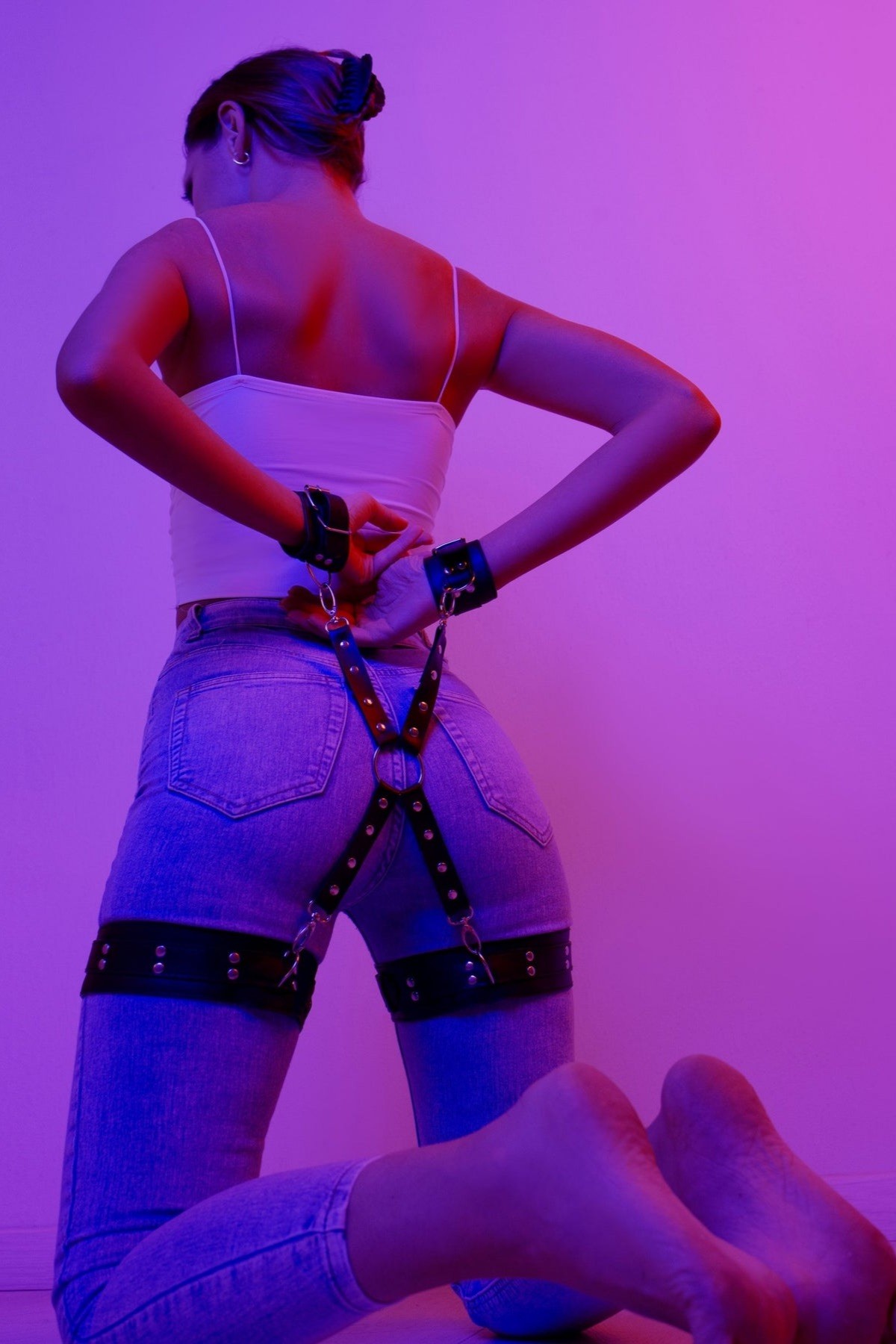 Wild Grip – Siyah Deri Bacak ve Kalça Harness Seti