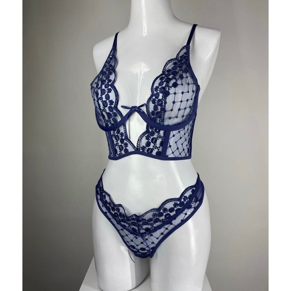 Mia Lacivert Vintage Bralet Set
