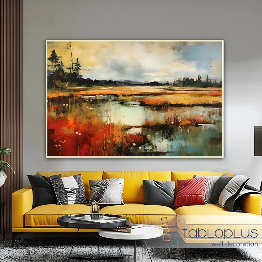 Sonbaharın Ateşi Yağlı Boya Dokulu Tablo