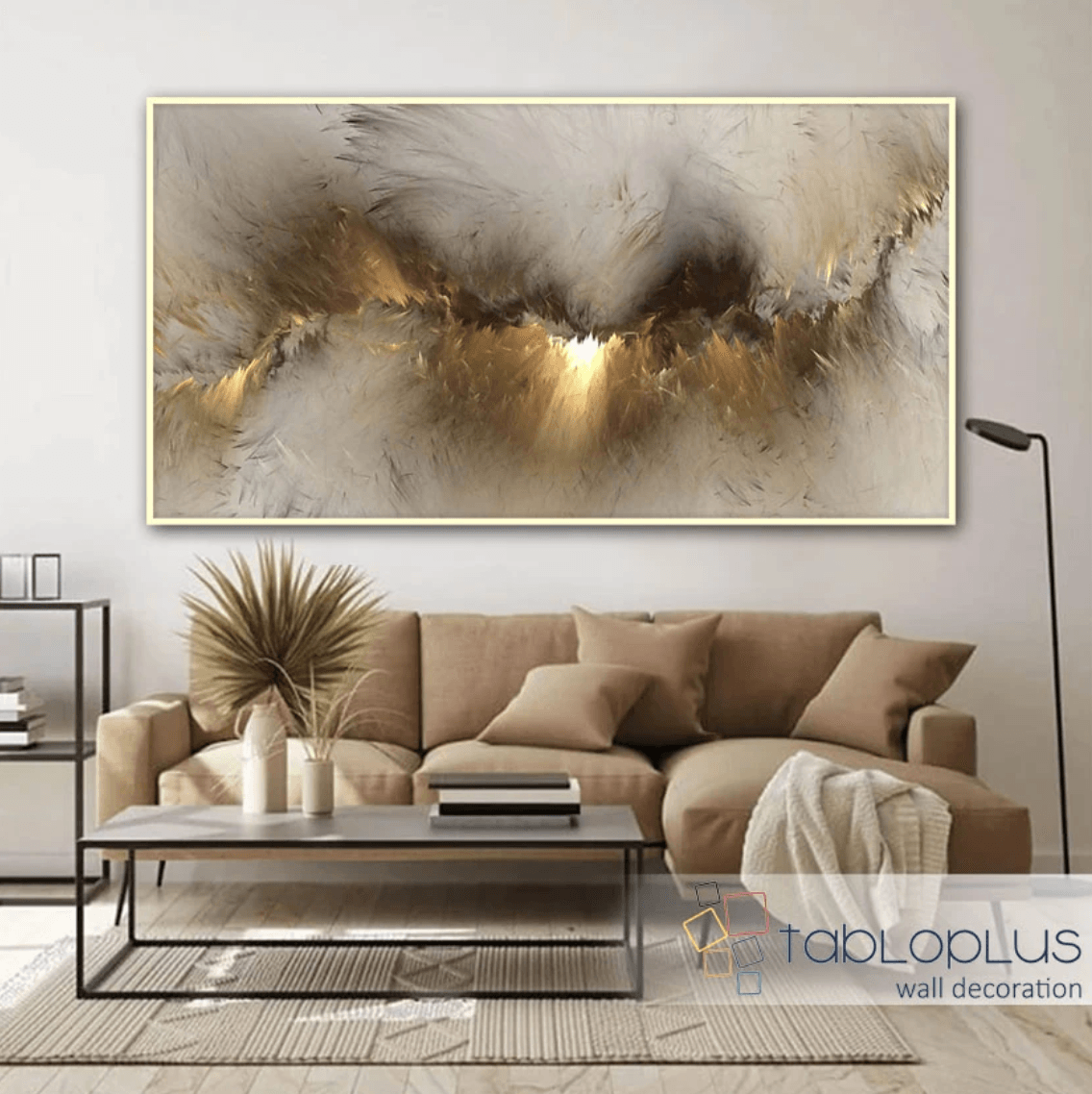 Abstract Gold Sun Yağlı Boya Dokulu Tablo