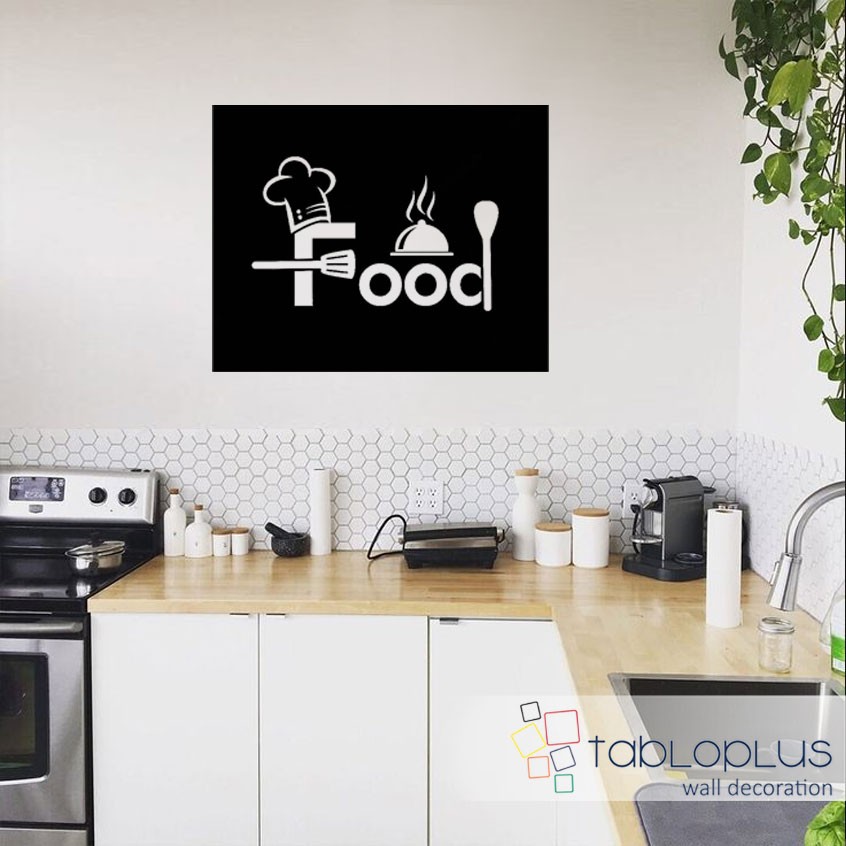 Yemek Yazısı ve Aşçı Metal Tablo