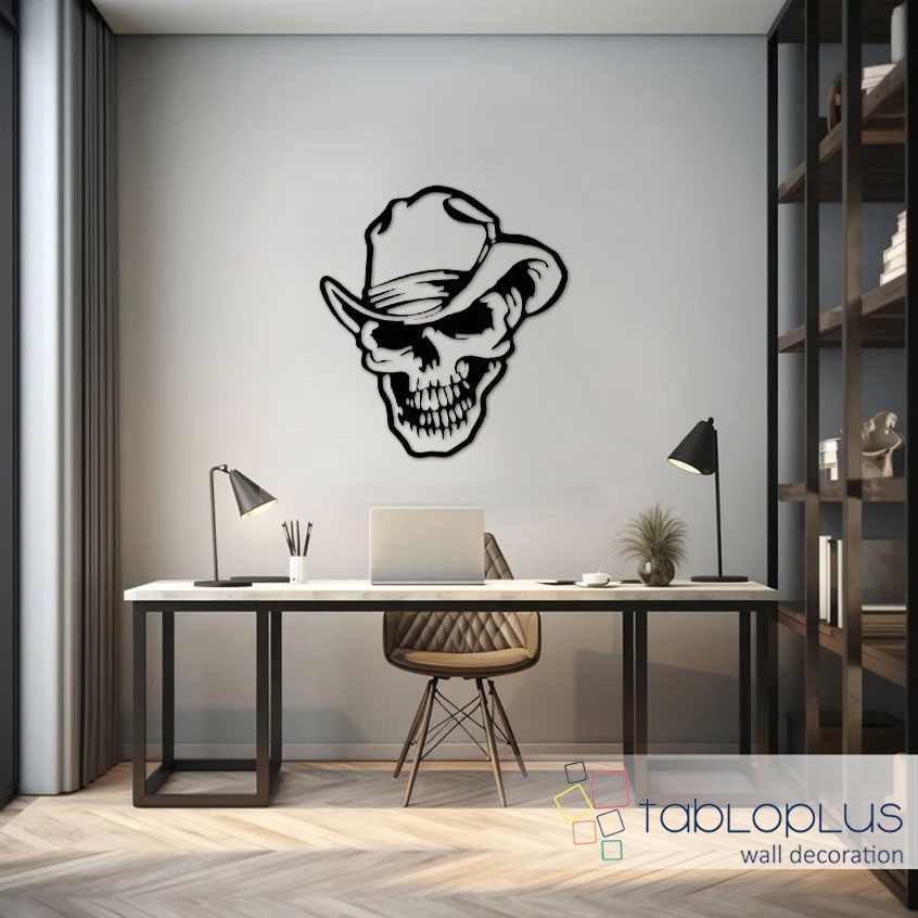 Şapkalı İskelet Metal Tablo