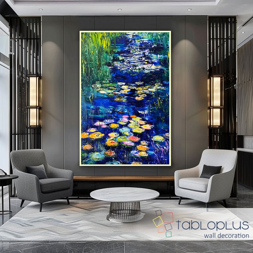 Water Lilies by Monet Yağlı Boya Dokulu Tablo