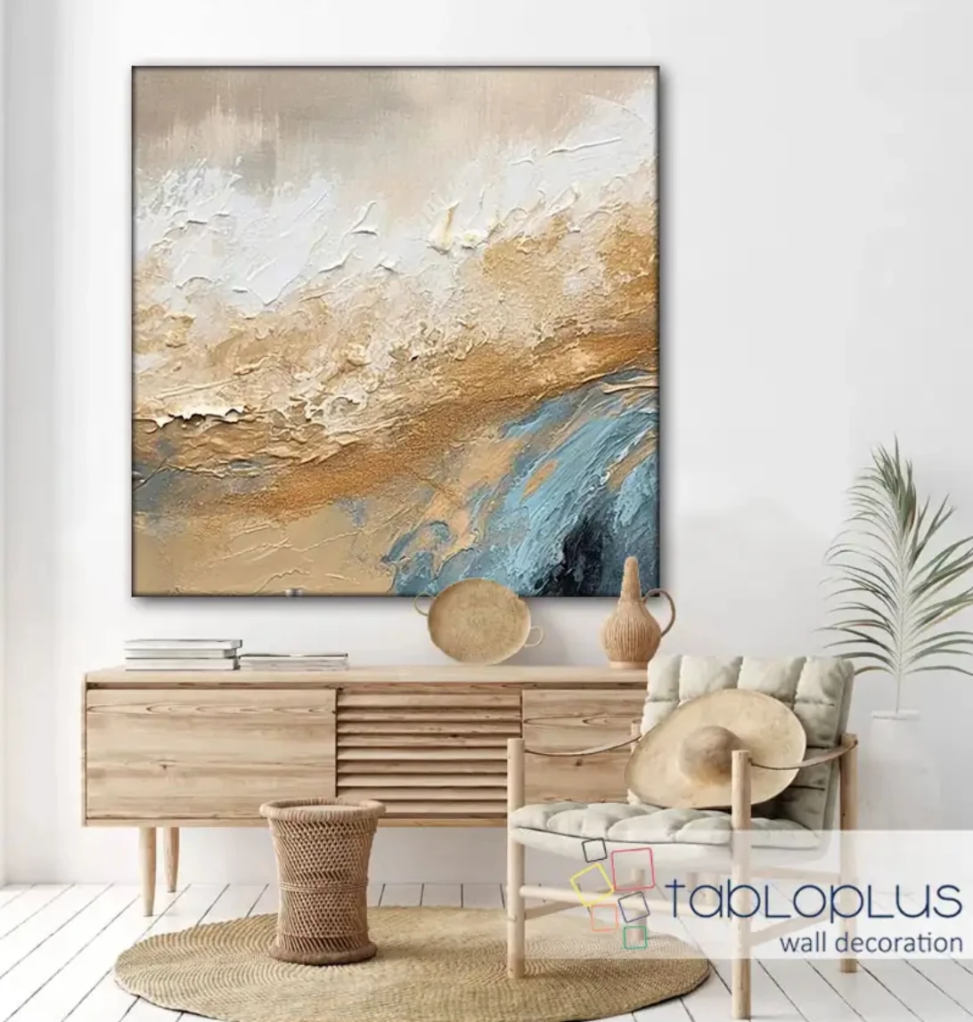 Abstract Earth n Sea 3d Yoğun Yağlı Boya Dokulu Tablo