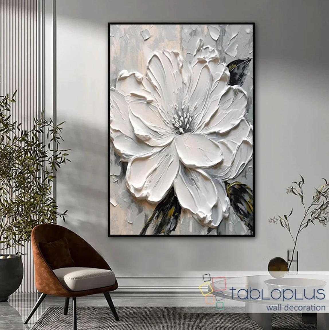 White Beauty 3d Yoğun Yağlı Boya Dokulu Tablo