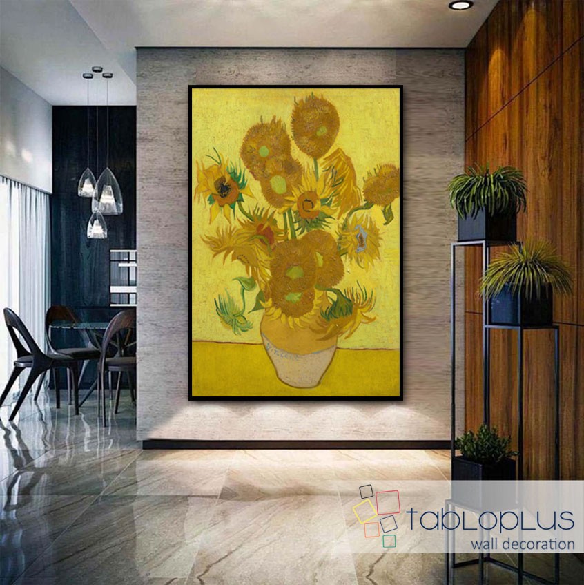 Sunflowers by Van Gogh Yağlı Boya Dokulu Tablo