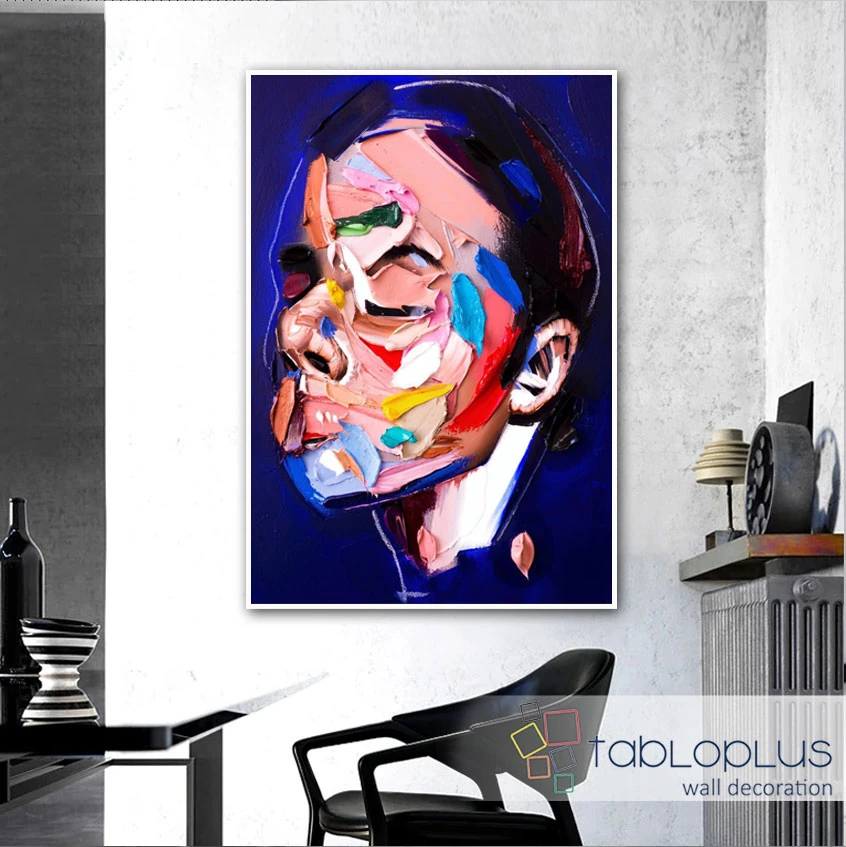 Abstact Man Face 3d Yoğun Yağlı Boya Dokulu Tablo