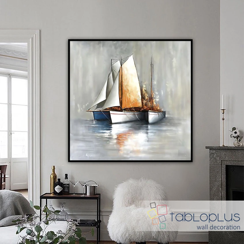 Rüzgârla Yolculuk Yağlı Boya Dokulu Tablo