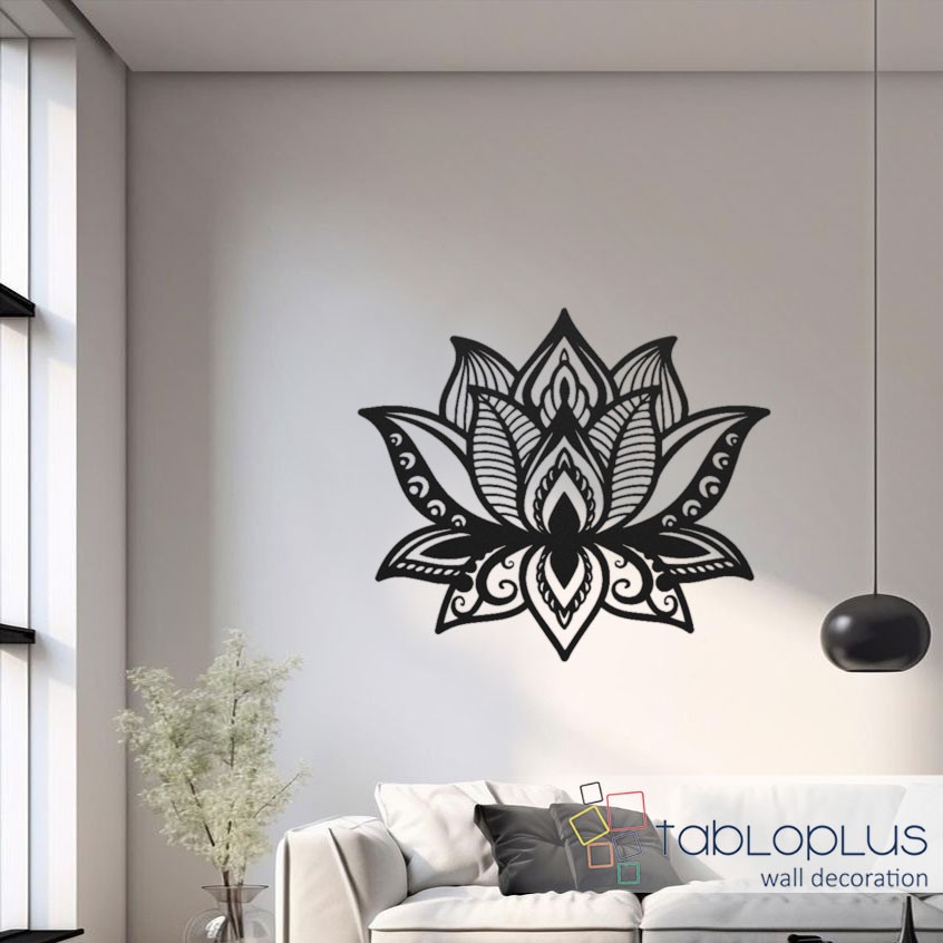 İşlemeli Lotus Çiçeği Metal Tablo