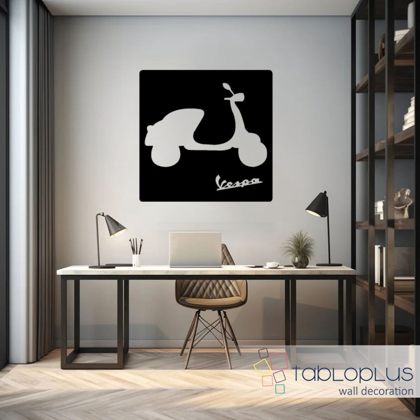 Nostaljik Motorsiklet Tutkunu Vespa Metal Tablo