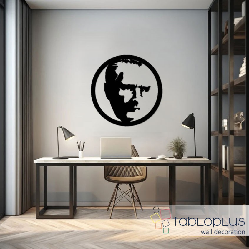 Atatürk Yuvarlak Portre Metal Tablo